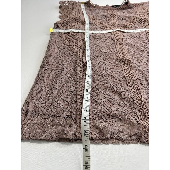 Romantic Cottagecore Mauve Lace Sleeveless Top Cable & Gauge Size L - Picture 8 of 13